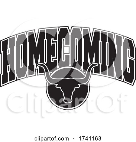Black and White Longhorns with HOMECOMING Text by Johnny Sajem
