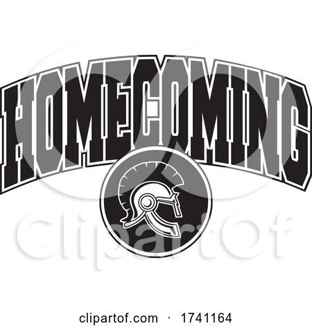 Black and White Trojans or Spartans Helmet with HOMECOMING Text by Johnny Sajem