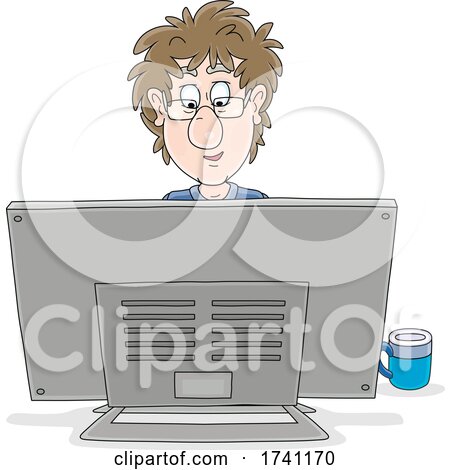 Man Working at a Desktop Computer by Alex Bannykh