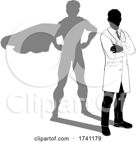 Superhero Doctor Silhouette Super Hero Shadow by AtStockIllustration