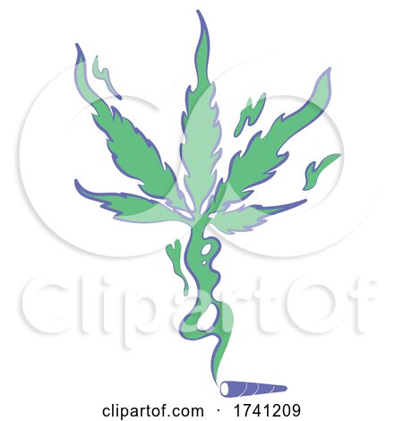 Joint Spliff with Smoke That Creates the Marijuana Leaf by Domenico Condello