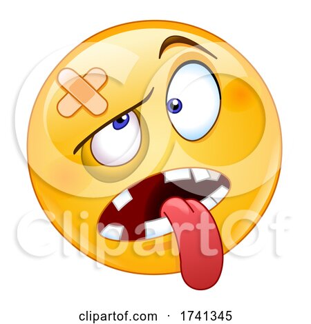 Beaten or Injured Yellow Smiley Face Emoji Emoticon by yayayoyo
