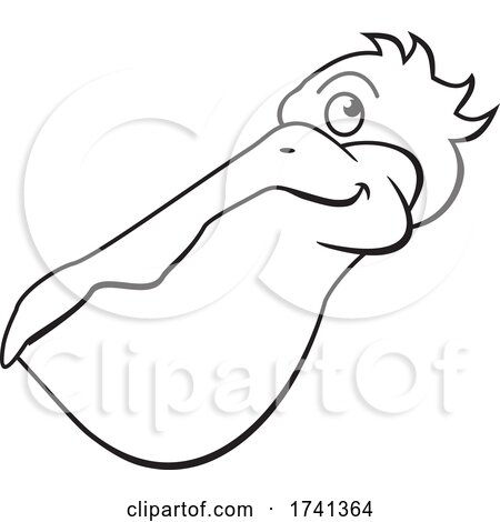 Whimsical Pelican Mascot in Black and White by Johnny Sajem