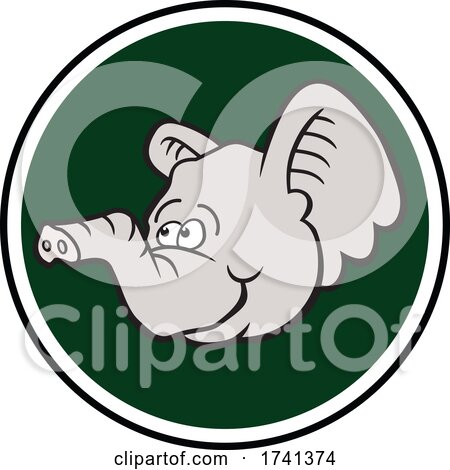 Baby Elephant Mascot Head over a Green Circle by Johnny Sajem