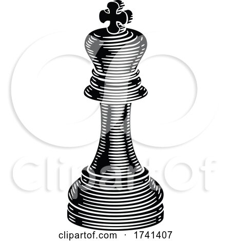 King Chess Piece Vintage Woodcut Style Concept by AtStockIllustration