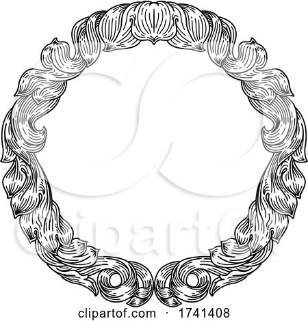 Frame Leaf Filigree Crest Floral Pattern Motif by AtStockIllustration
