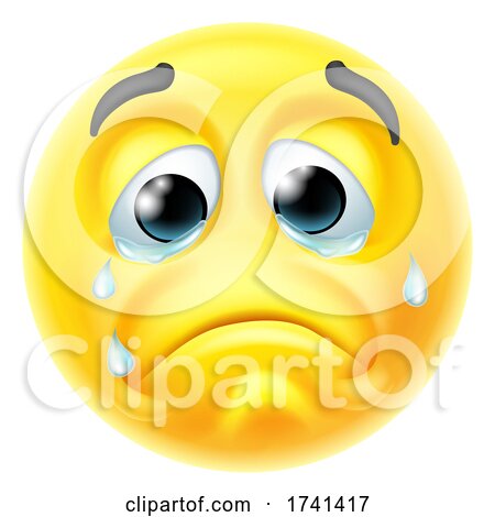 Crying Sad Emoticon Cartoon Face by AtStockIllustration