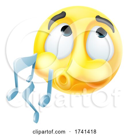 Whistling Tune Emoticon Cartoon Face by AtStockIllustration