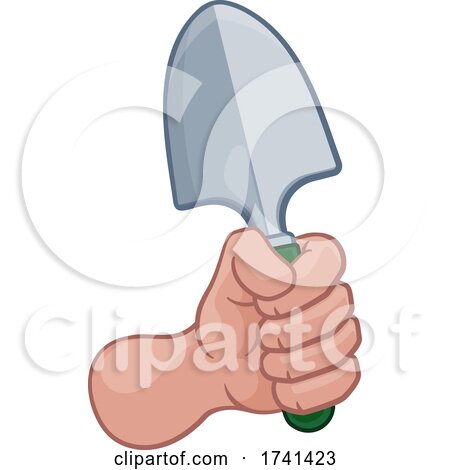 Gardener Farmer Hand Fist Holding Spade Cartoon by AtStockIllustration