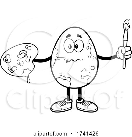 Black and White Egg Character in Messy Paint Splatters by Hit Toon