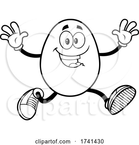Black and White Easter Egg Character Running by Hit Toon