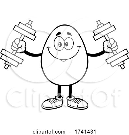 Black and White Egg Character Working out by Hit Toon