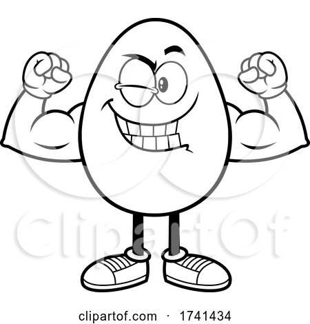 Black and White Egg Character Flexing by Hit Toon