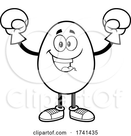 Black and White Easter Egg Character Wearing Boxing Gloves by Hit Toon