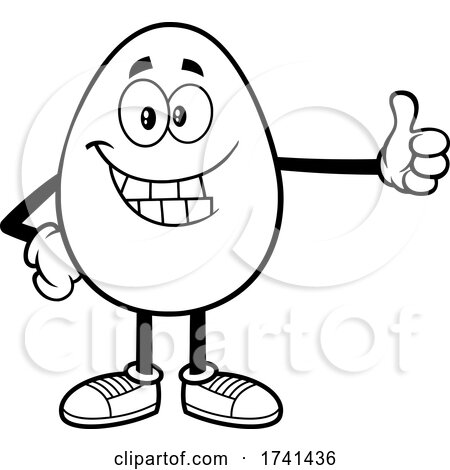Black and White Easter Egg Character Giving a Thumb up by Hit Toon