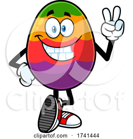 Easter Egg Character Gesturing Peace by Hit Toon