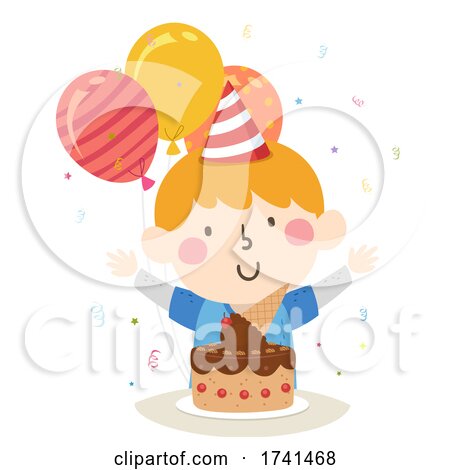 Kid Boy Ice Cream Cake Birthday Illustration by BNP Design Studio