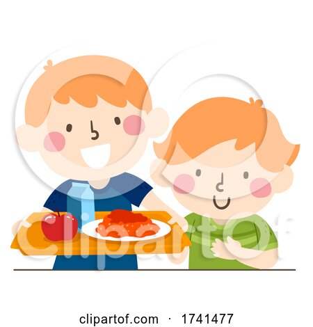 Kids Boy Help Siblings Pack Lunch Illustration by BNP Design Studio