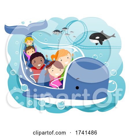 Stickman Kids Underwater Theme Park Illustration by BNP Design Studio