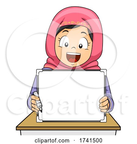 Kid Girl Muslim White Board Marker Illustration by BNP Design Studio