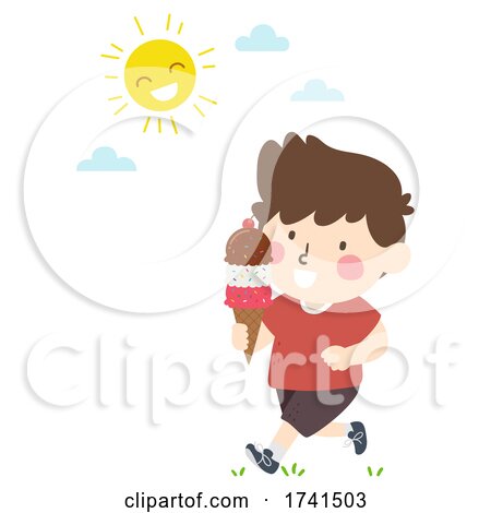 Kid Walking Outdoor Ice Cream Scoops Illustration by BNP Design Studio