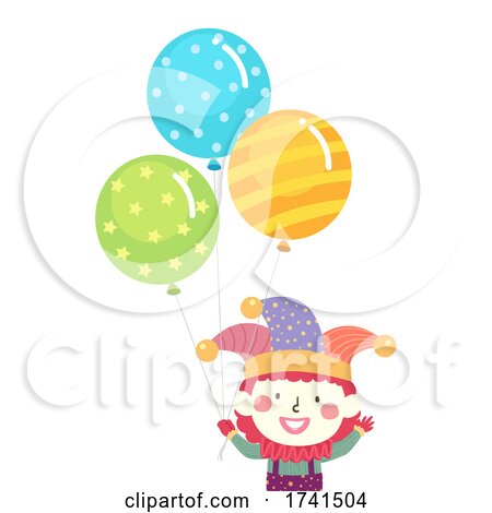 Kid Clown Costume Balloons Illustration by BNP Design Studio