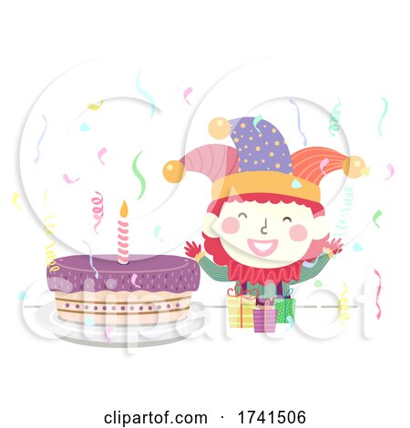 Kid Clown Costume Cake Gifts Confetti Illustration by BNP Design Studio