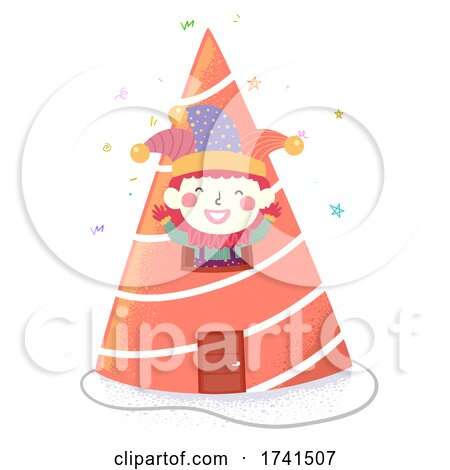 Kid Clown Costume Party Hat House Illustration by BNP Design Studio