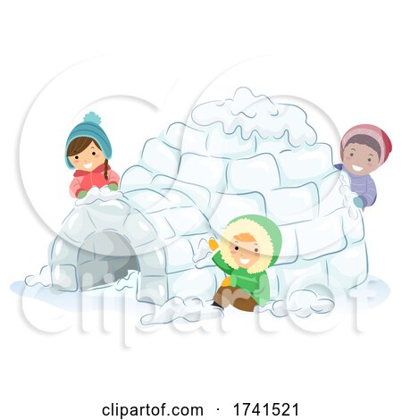 Stickman Kids Make Snow Fort Winter Illustration by BNP Design Studio