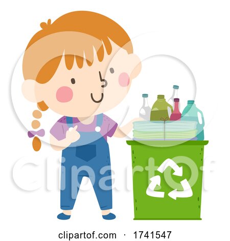 Kid Girl Class Recycler Illustration by BNP Design Studio