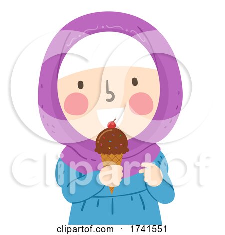 Kid Girl Muslim Ice Cream Cone Illustration by BNP Design Studio