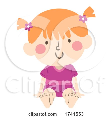Kid Girl Position Long Sit Illustration by BNP Design Studio