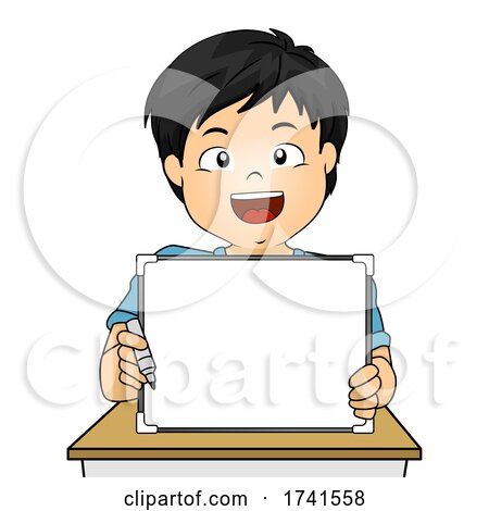 Kid Boy Asian White Board Marker Desk Illustration by BNP Design Studio