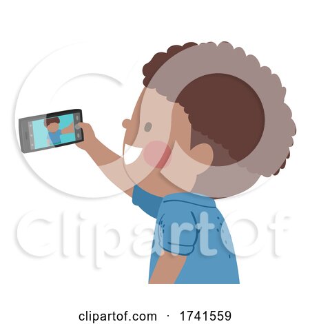 Kid Boy Black Take Picture Mobile Illustration by BNP Design Studio