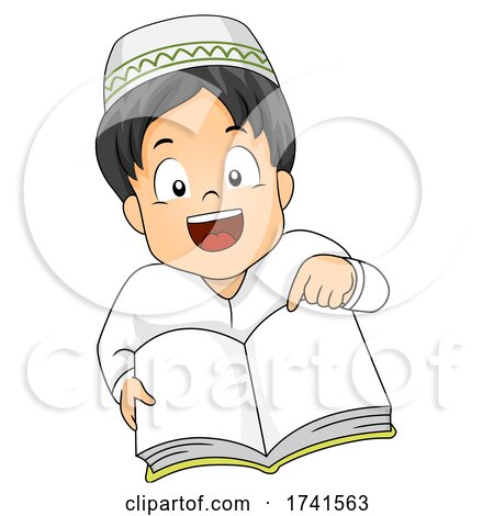 Kid Boy Muslim Open Book Illustration by BNP Design Studio