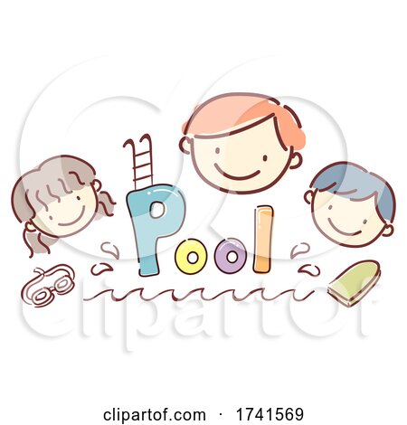 Stickman Kids School Pool Text Illustration by BNP Design Studio