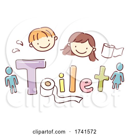 Stickman Kids School Toilet Lettering Illustration by BNP Design Studio