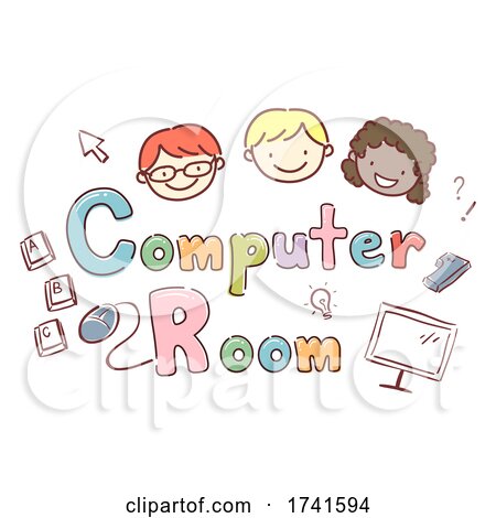 Stickman Kids School Computer Room Illustration by BNP Design Studio