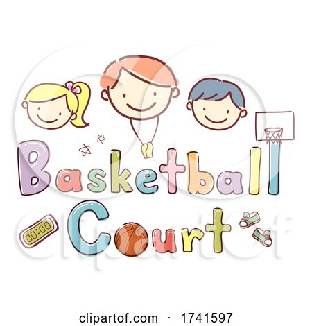 Stickman Kids School Basketball Court Illustration by BNP Design Studio