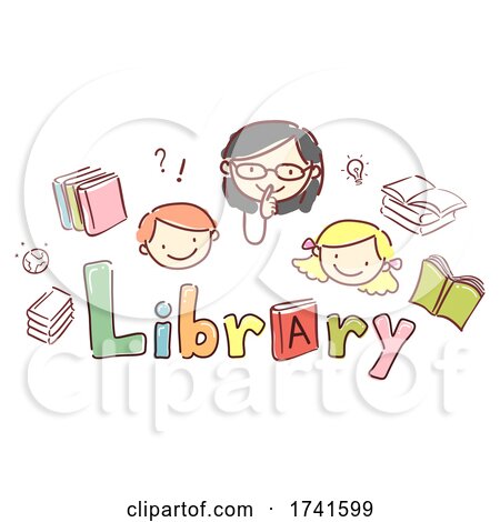 Stickman Kid Girl Librarian Library Illustration by BNP Design Studio