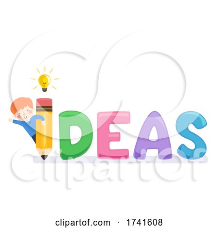 Kid Boy Pencil Ideas Light Bulb Illustration by BNP Design Studio
