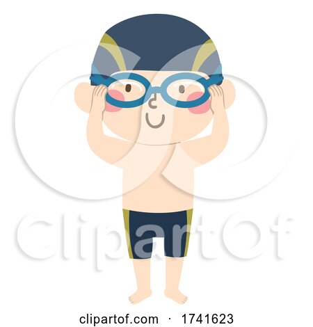 Kid Boy Wear Goggles Swimming Summer Illustration by BNP Design Studio