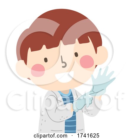 Kid Boy Wear Safety Gloves Laboratory Illustration by BNP Design Studio