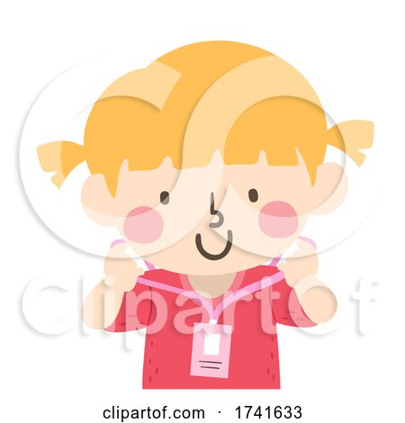 Kid Girl Wear Identification Card Illustration by BNP Design Studio