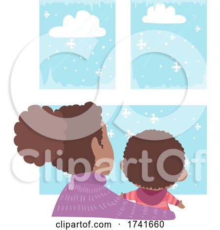 Kid Toddler Boy Mom Observe Weather Winter by BNP Design Studio