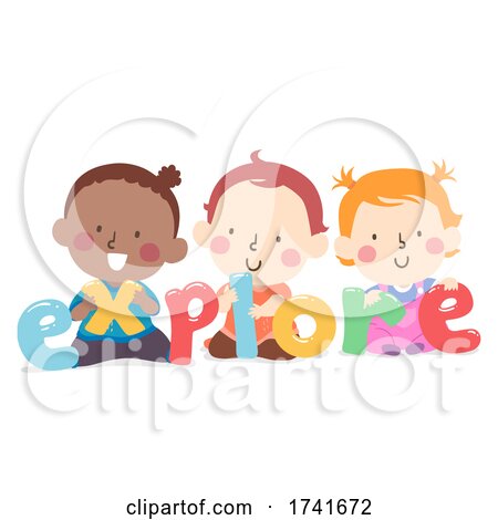 Kids Toddlers Playing Explore Word Illustration by BNP Design Studio