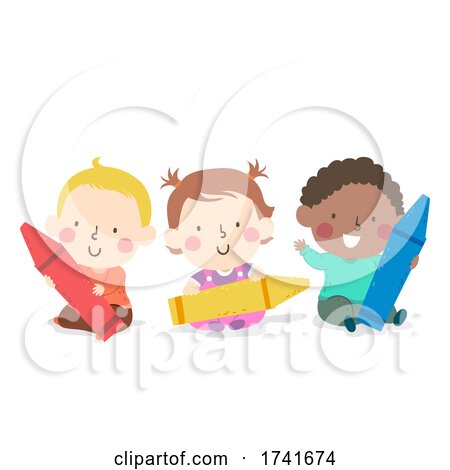 Kids Toddlers Primary Colors Crayons Illustration by BNP Design Studio