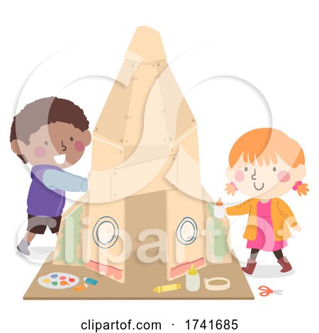 Kids Build Card Board Rocket Supplies Illustration by BNP Design Studio