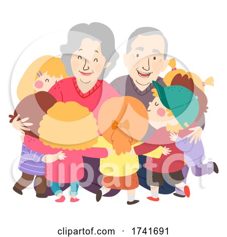 Kids Grand Parents Senior Man Woman Illustration by BNP Design Studio