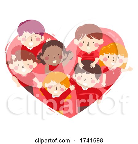 Kids Inside Heart Red Wave Team Illustration by BNP Design Studio